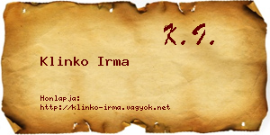 Klinko Irma névjegykártya