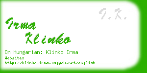 irma klinko business card